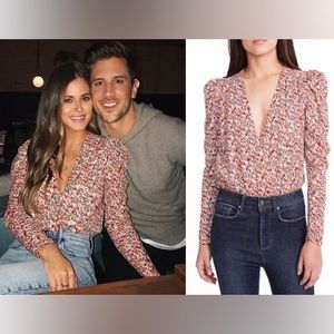 AFRM Floral Colorful Nora Plunge V-Neck Bodysuit - Medium